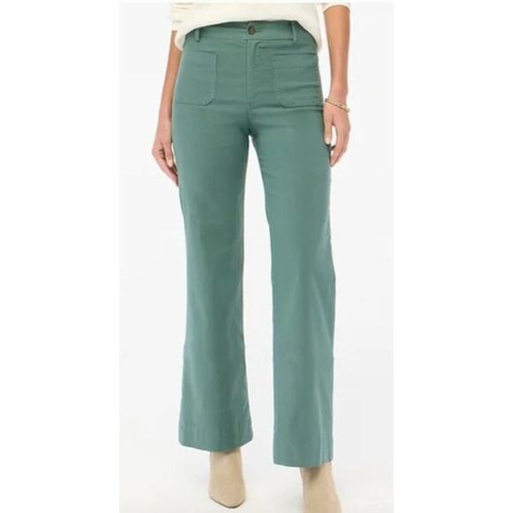 J. Crew Lizzie Pants High Rise Patch Pocket Wide Leg  Pale Spinach NWT 28P - Picture 1 of 9